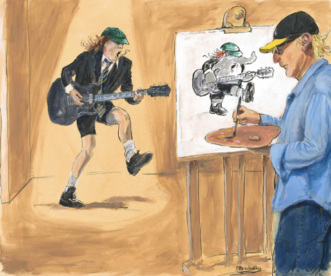 OTTO WAALKES: School of Rock II - AC/DC (Leinwanddruck)